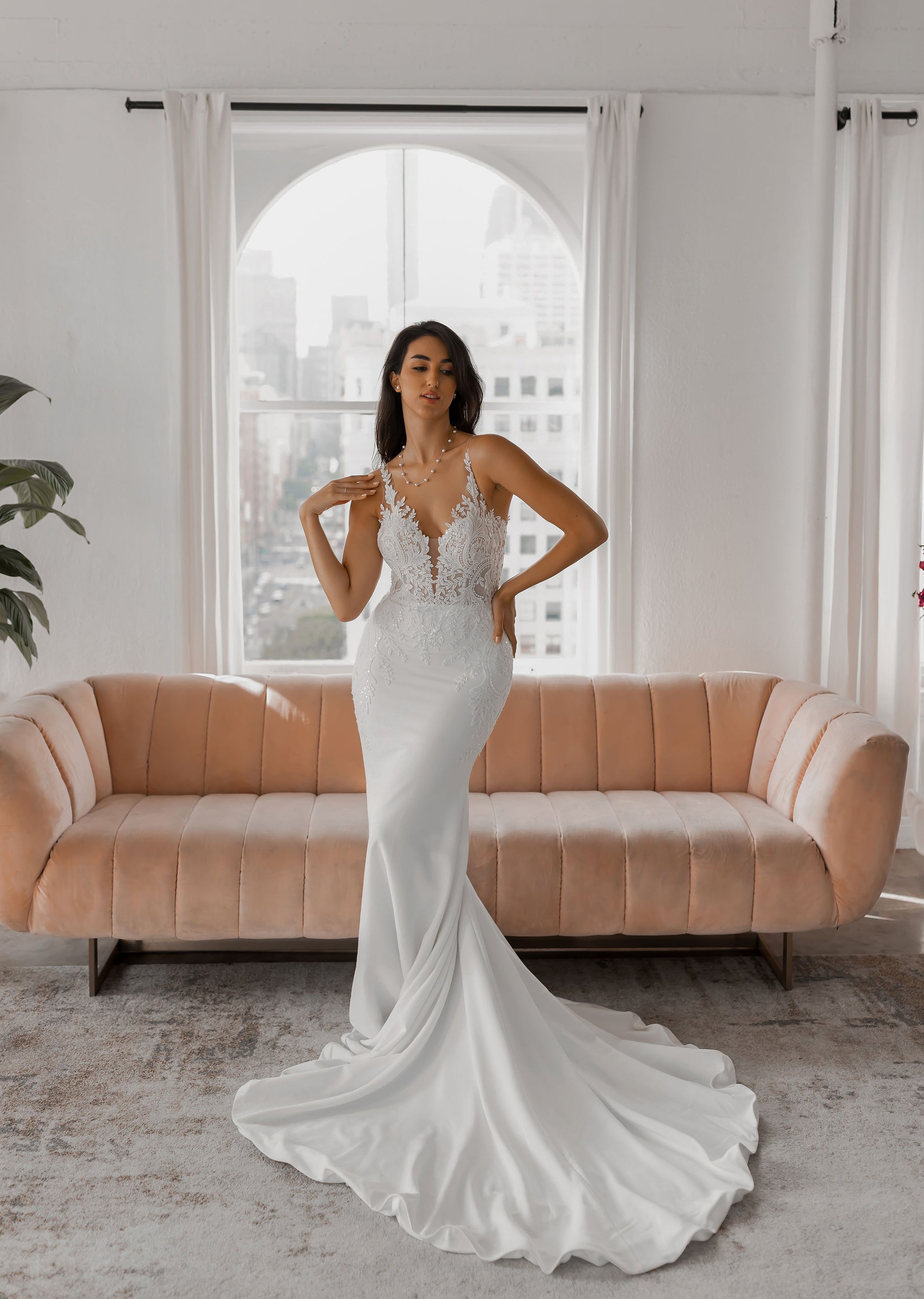 Camille Crepe Fit-and-Flare Wedding Dress